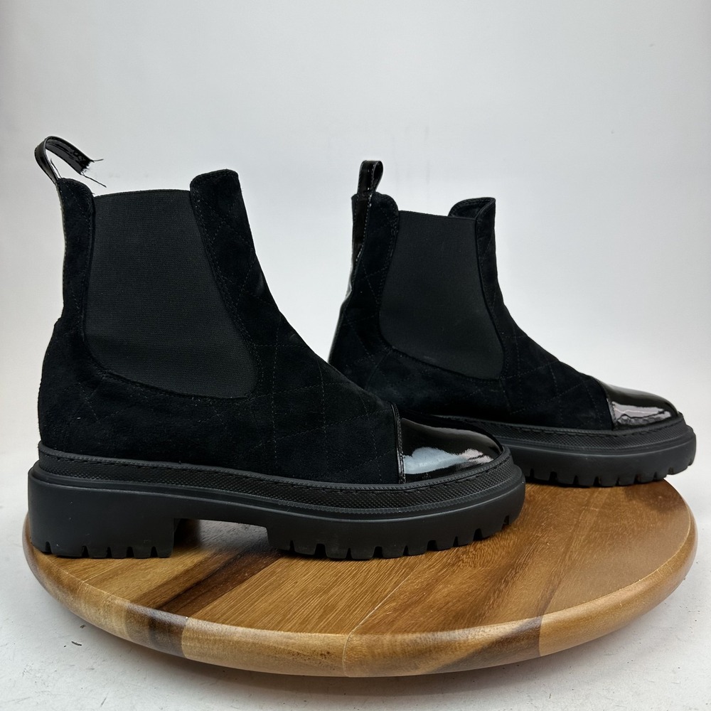 Womens‎ AGL Mary Beat Black Cap Toe Platform Chunky Chelsea Boots Size EU 40 GUC
